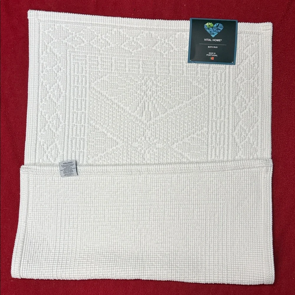 Made In Portugal Bath Rug 100% COTTON OEKO-TEX White 20 X31” By Vital Home NWT